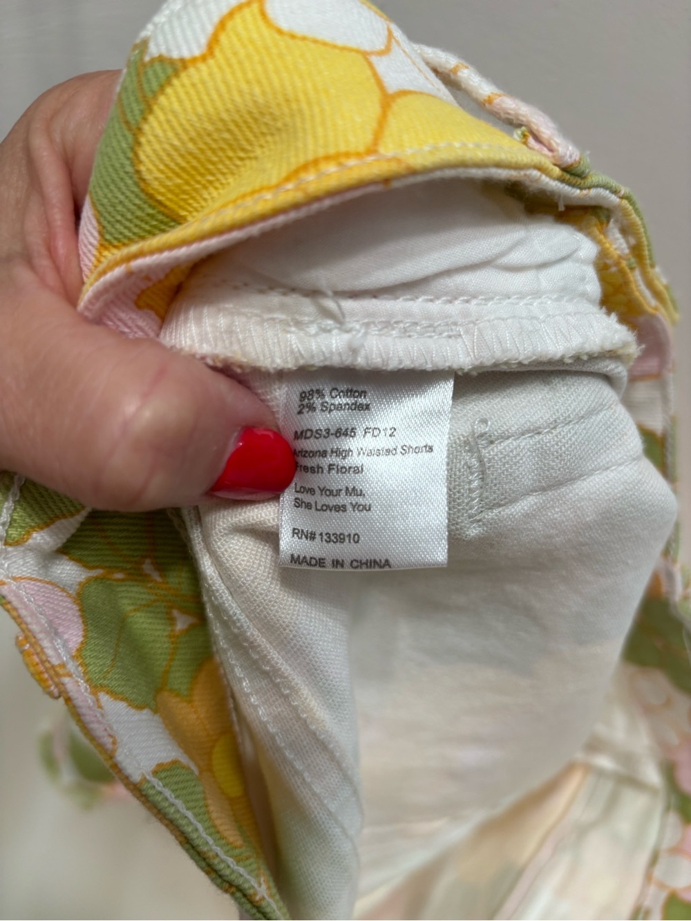 Show Me Your MuMu Floral Denim Shorts in Yellow, Green & Pink - Picture 5 of 5